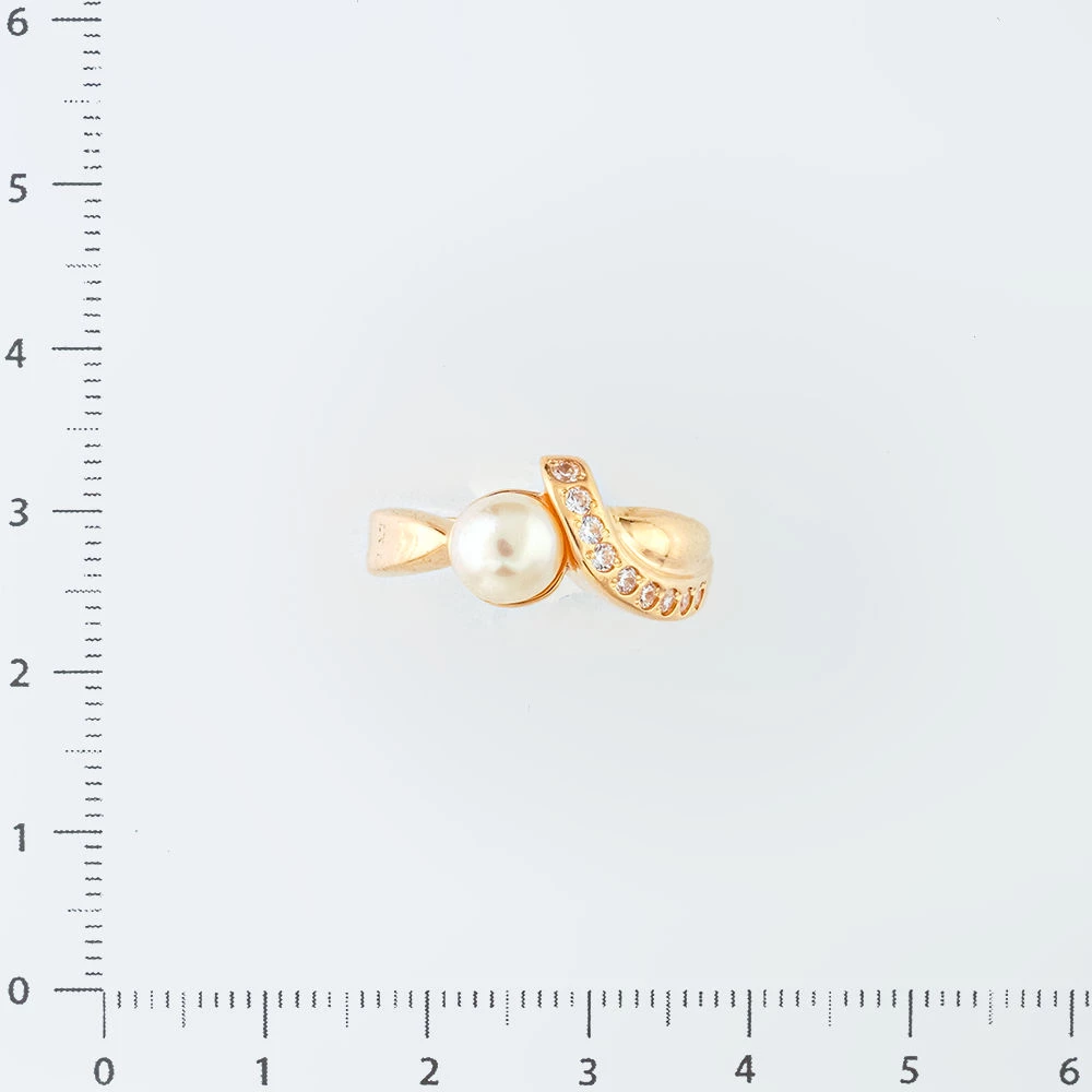 Кольцо с культивированным жемчугом из красного золота 585 пробы Кольцо с культивированным жемчугом из красного золота 585 пробы