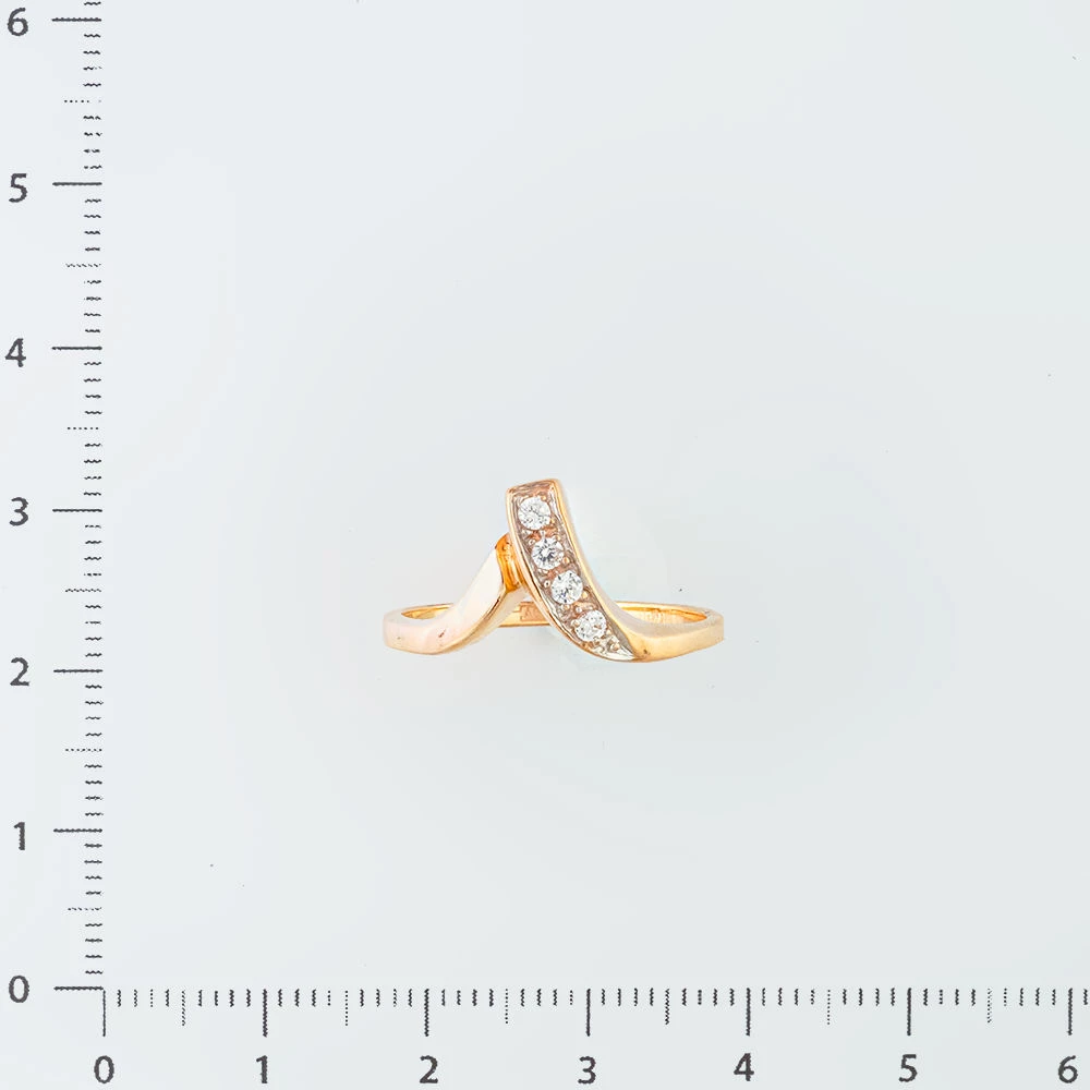 Кольцо с фианитом из красного золота 585 пробы