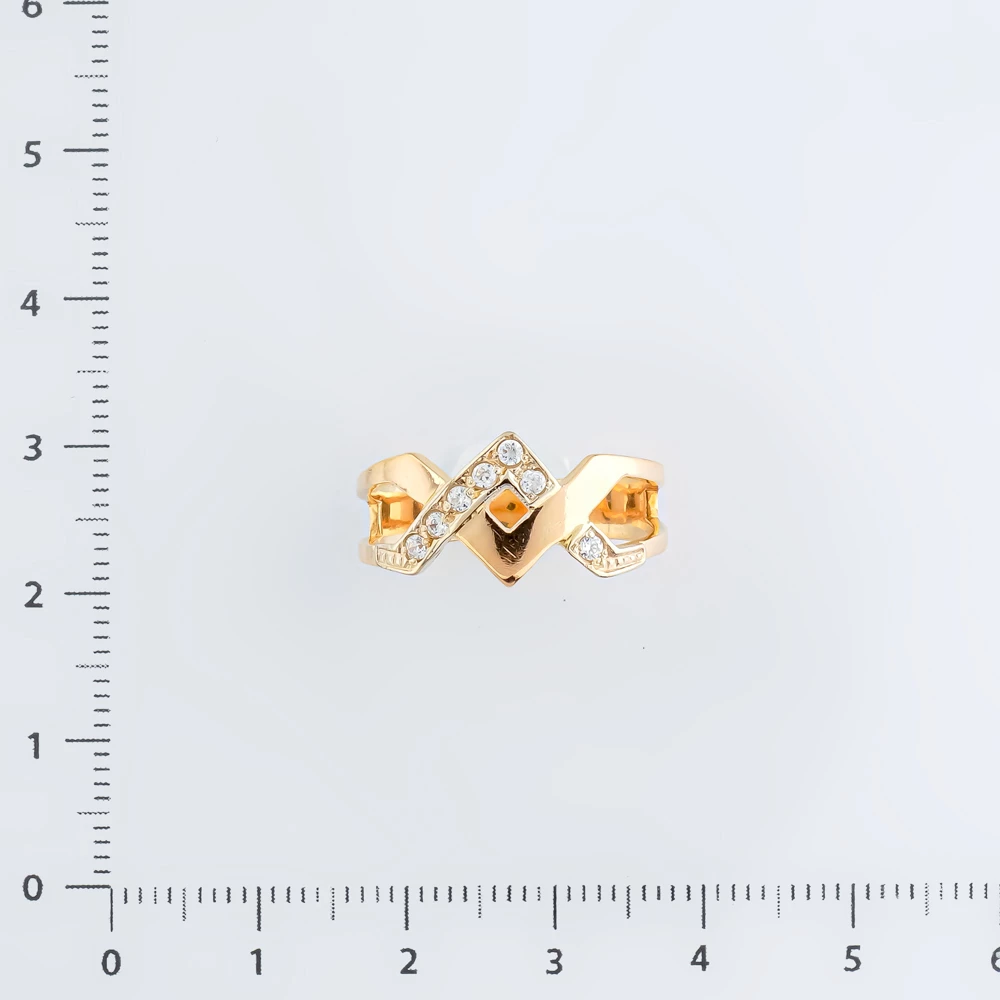 Кольцо с фианитом из красного золота 585 пробы