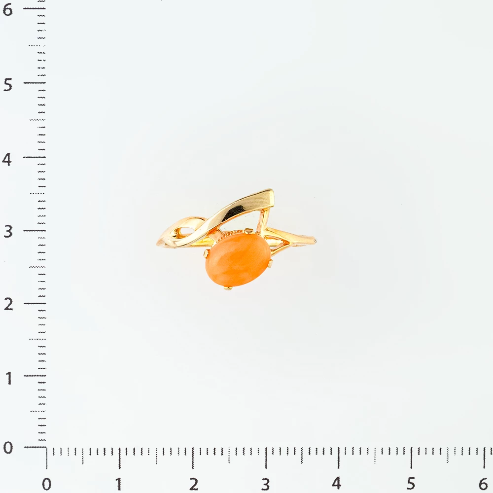 Кольцо с кораллом из красного золота 585 пробы