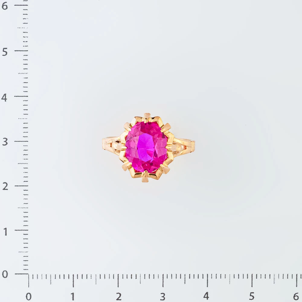 Кольцо с фианитом из красного золота 583 пробы