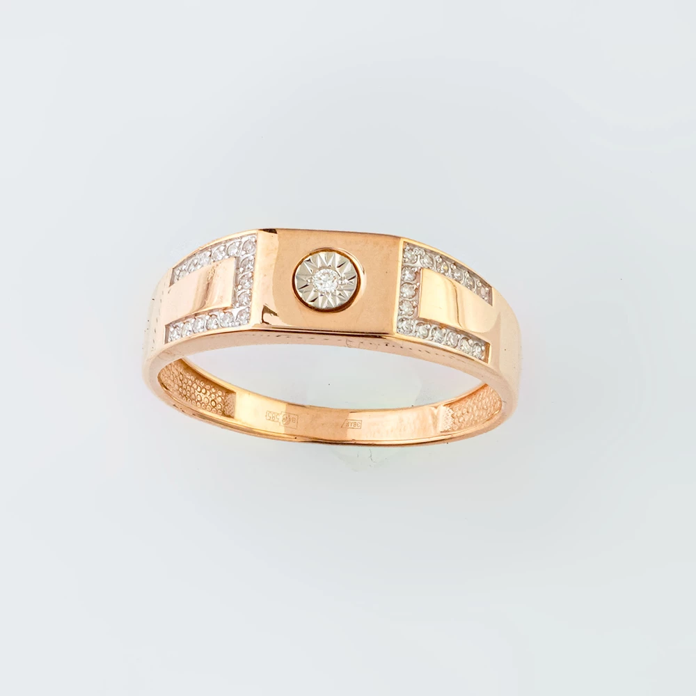 Кольцо с бриллиантом из красного золота 585 пробы 1 Кольцо с бриллиантом из красного золота 585 пробы 1