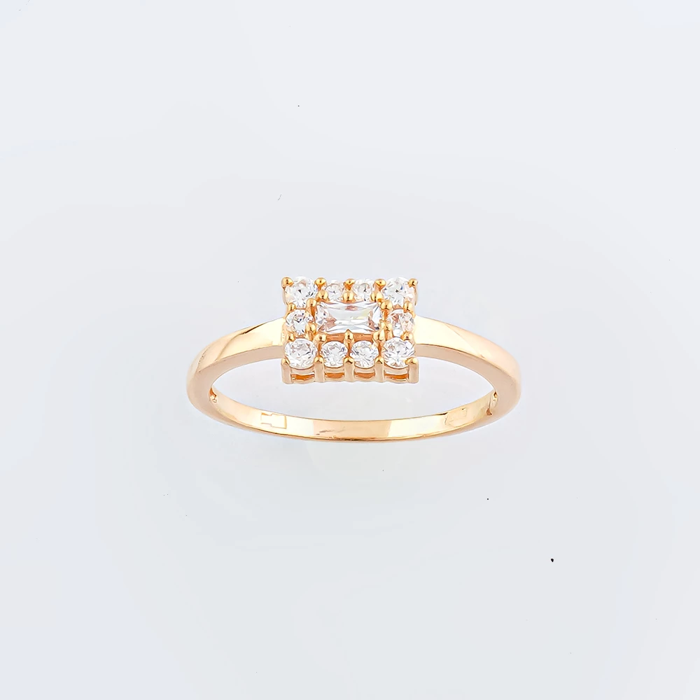 Кольцо с фианитом из красного золота 585 пробы