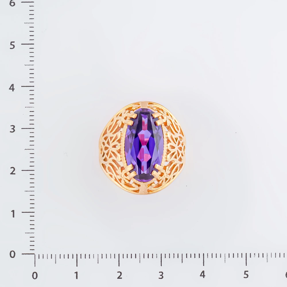 Кольцо с фианитом из красного золота 583 пробы