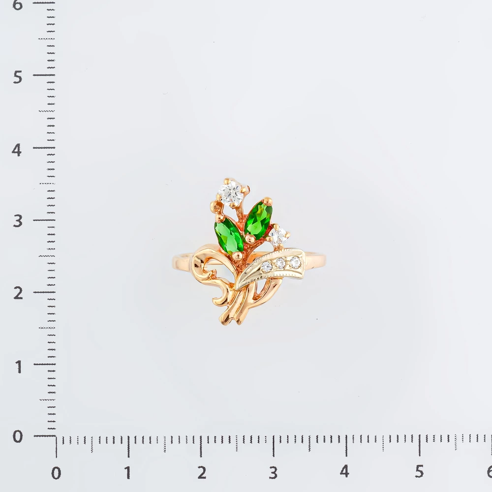 Кольцо с фианитом из красного золота 585 пробы