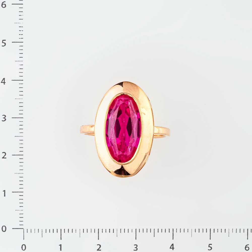 Кольцо с фианитом из красного золота 583 пробы