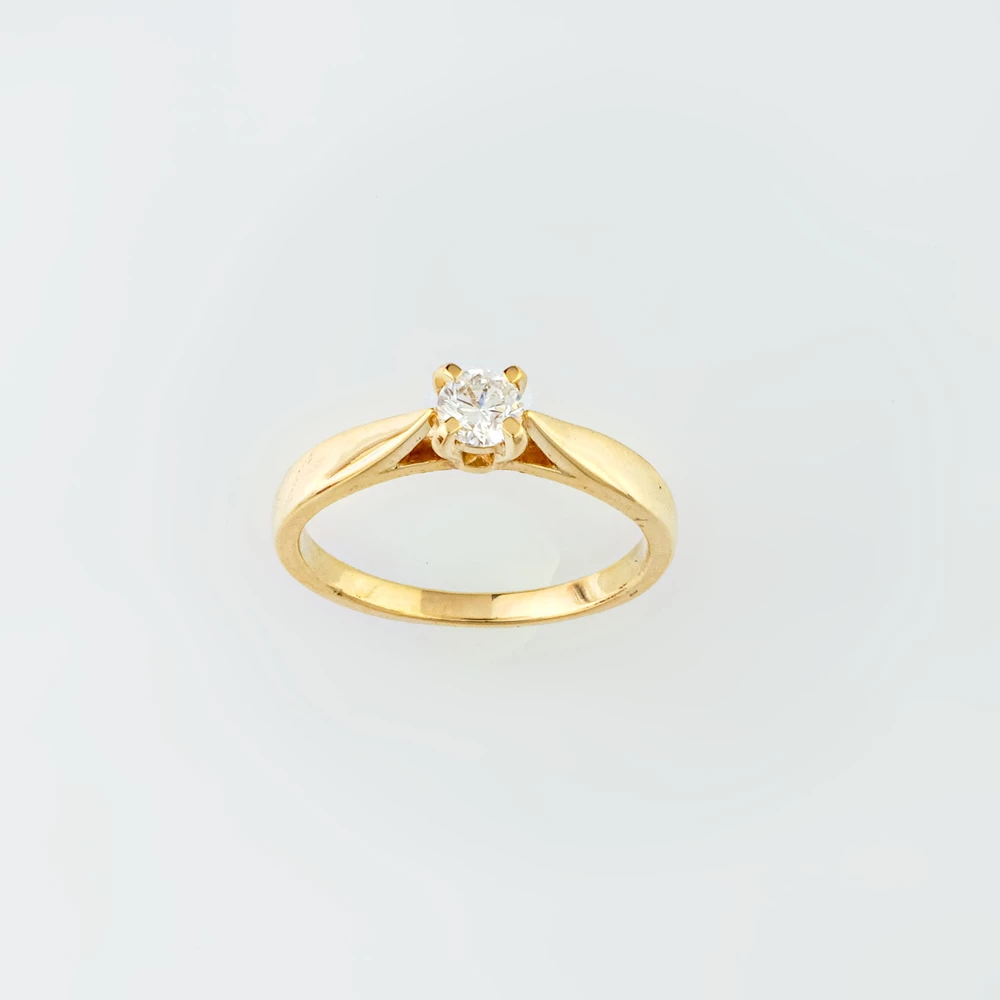 Кольцо с бриллиантом из желтого золота 585 пробы 1