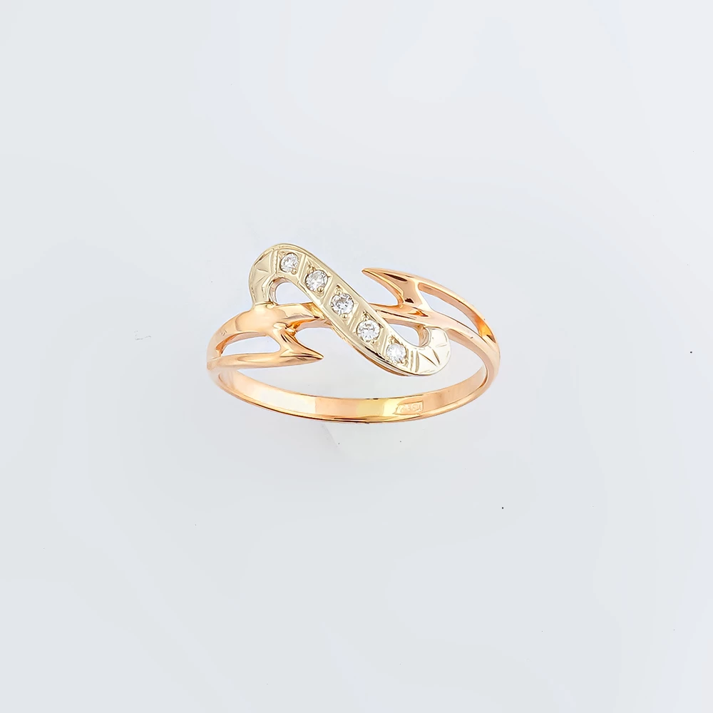 Кольцо с бриллиантом из красного золота 585 пробы