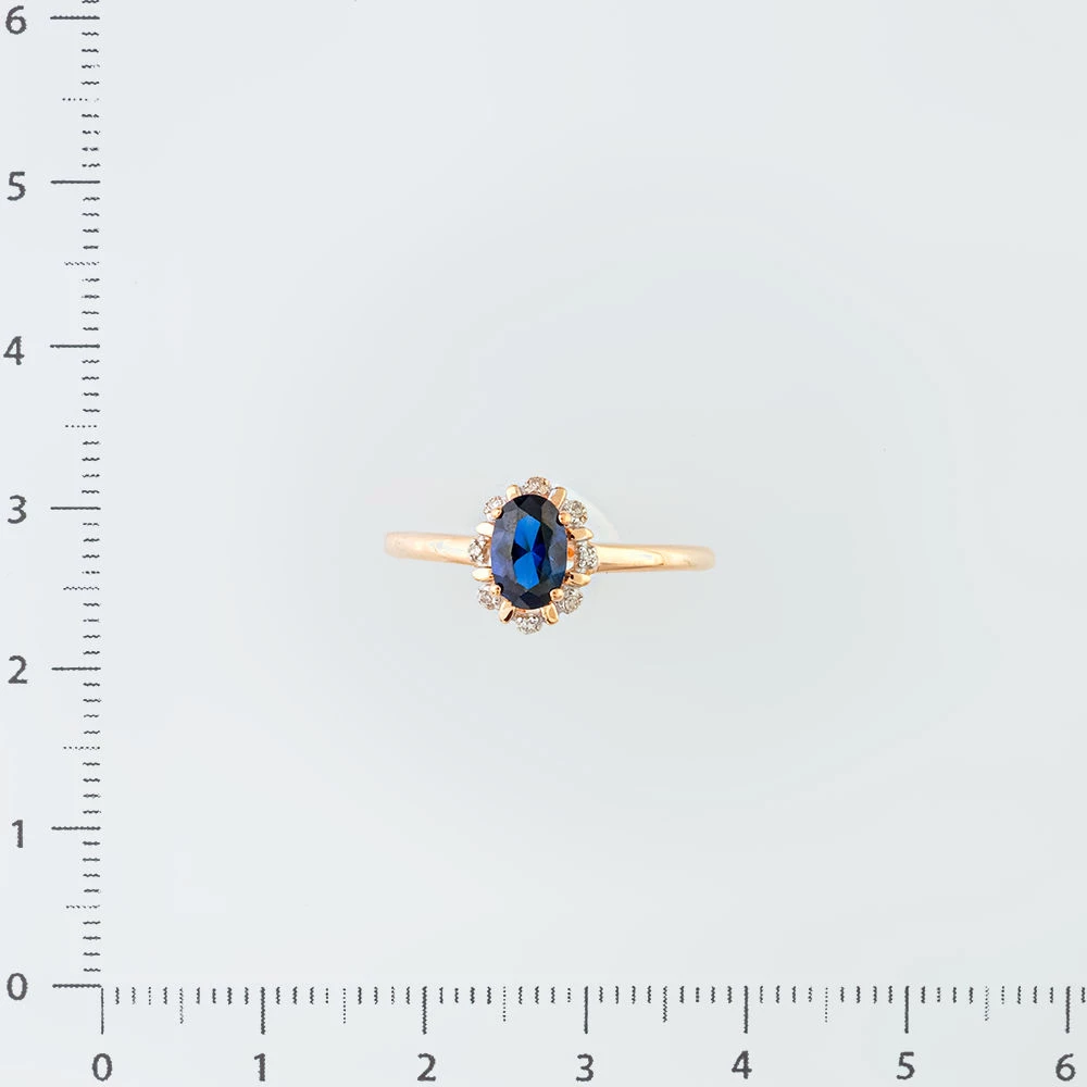 Кольцо с сапфиром синтетическим из красного золота 585 пробы