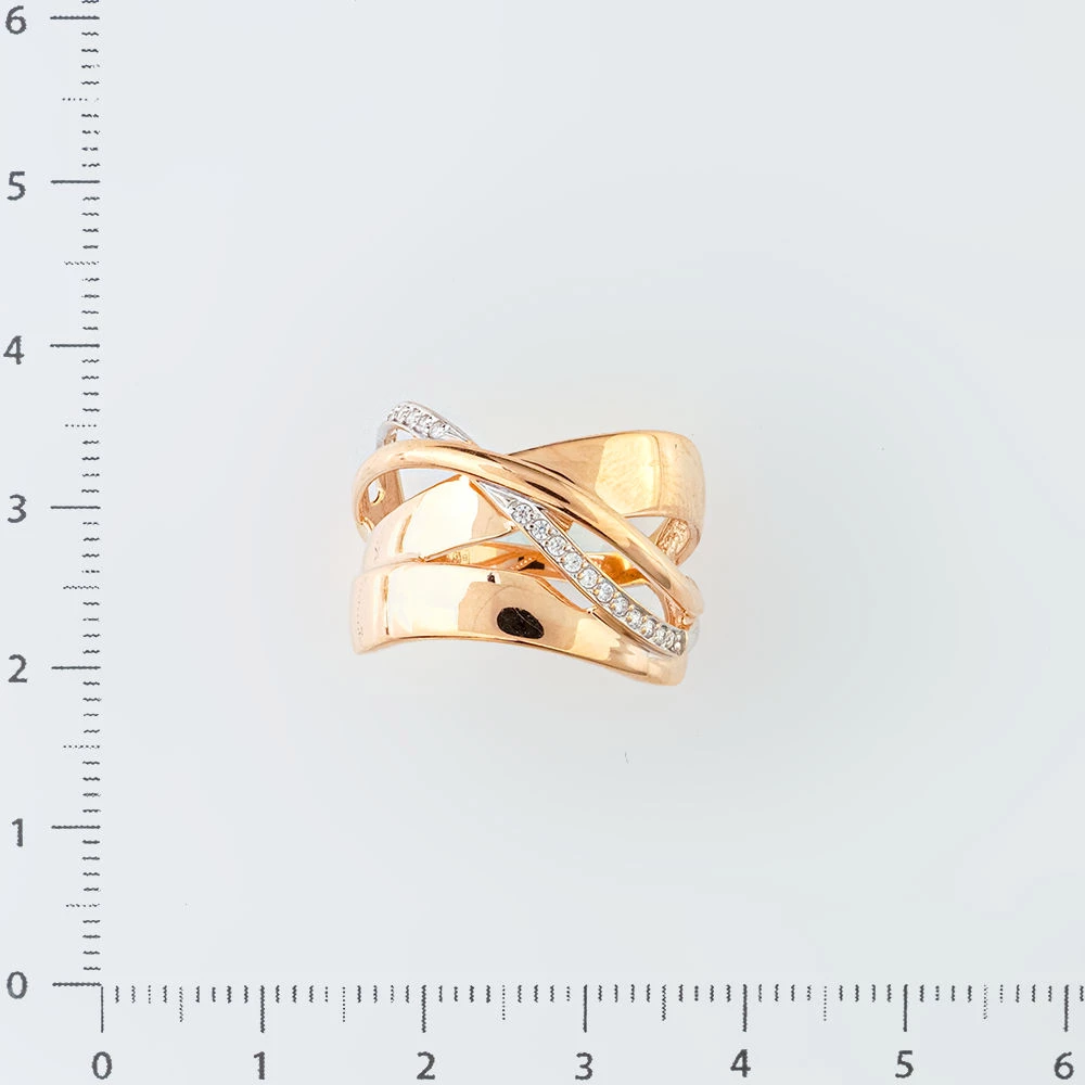 Кольцо с фианитом из красного золота 585 пробы