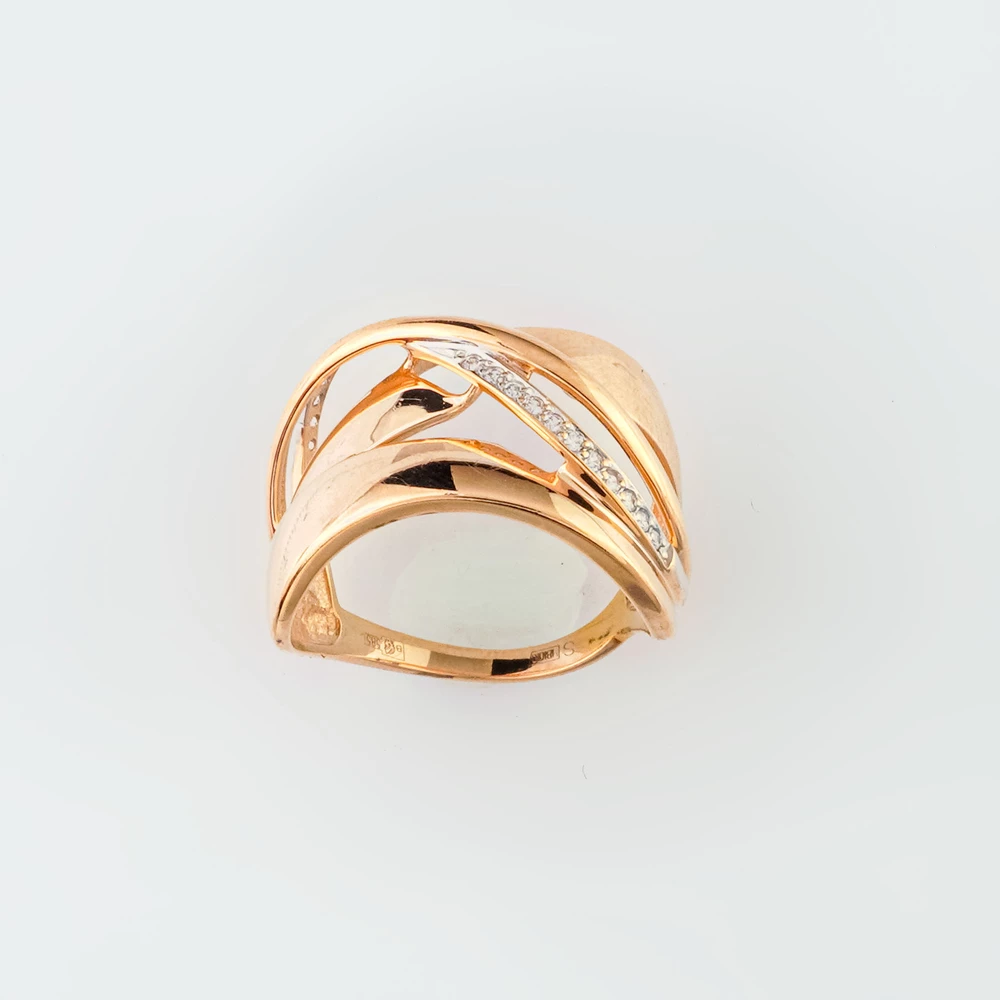 Кольцо с фианитом из красного золота 585 пробы