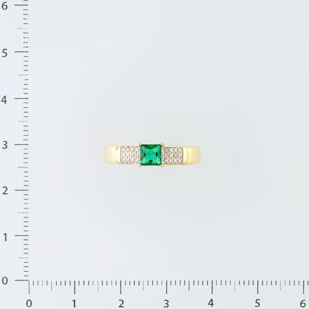 Кольцо с изумрудом синтетическим из красного золота 585 пробы