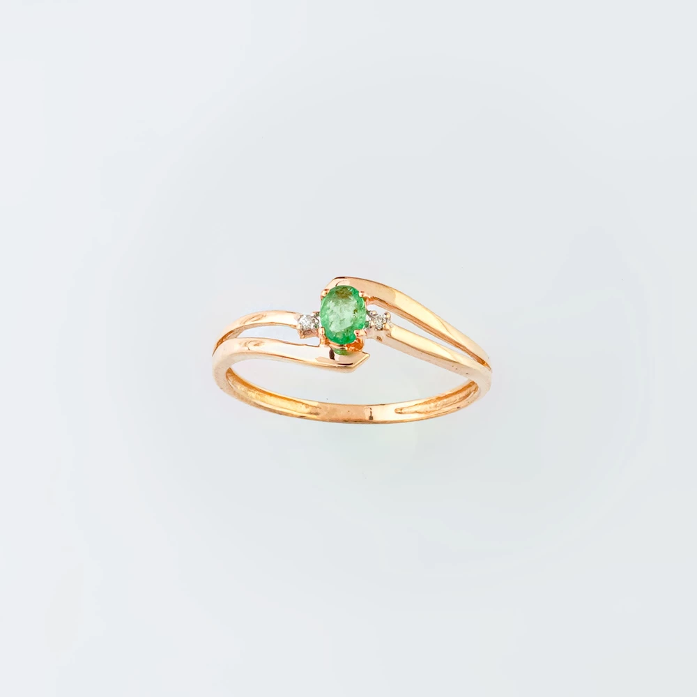 Кольцо с изумрудом из красного золота 585 пробы