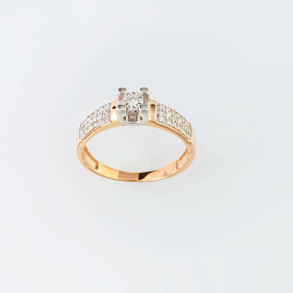 Кольцо с бриллиантом из красного золота 585 пробы