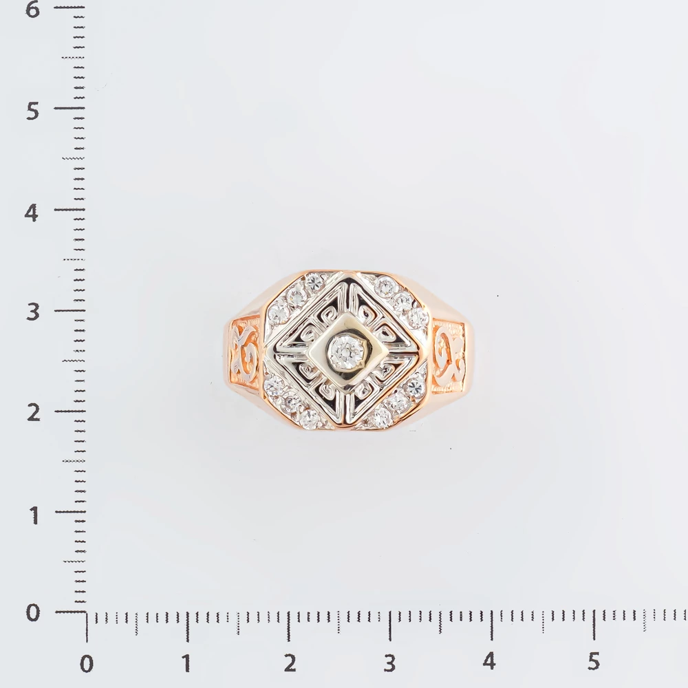 Кольцо с фианитом из красного золота 585 пробы