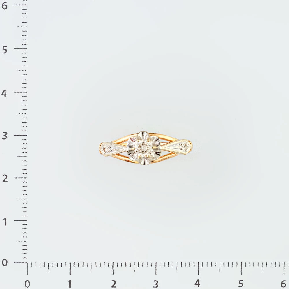 Кольцо с бриллиантом из красного золота 585 пробы