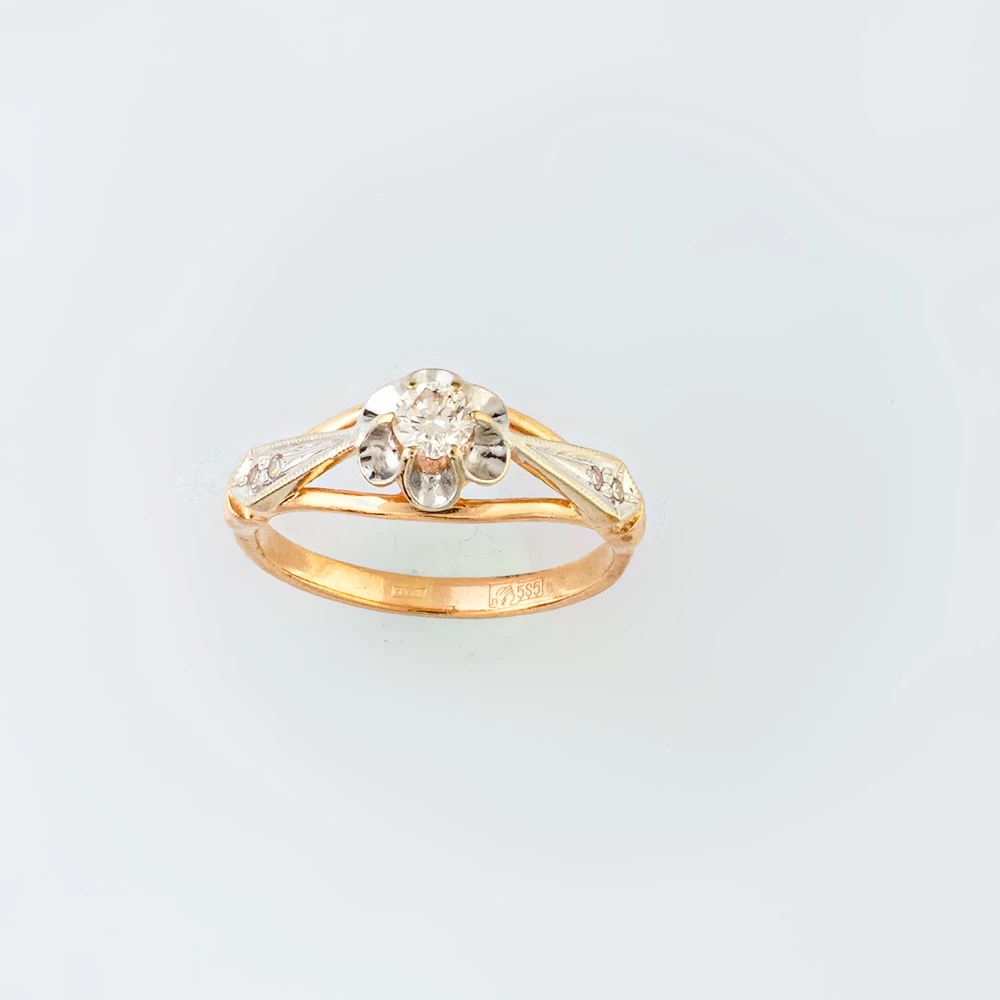 Кольцо с бриллиантом из красного золота 585 пробы