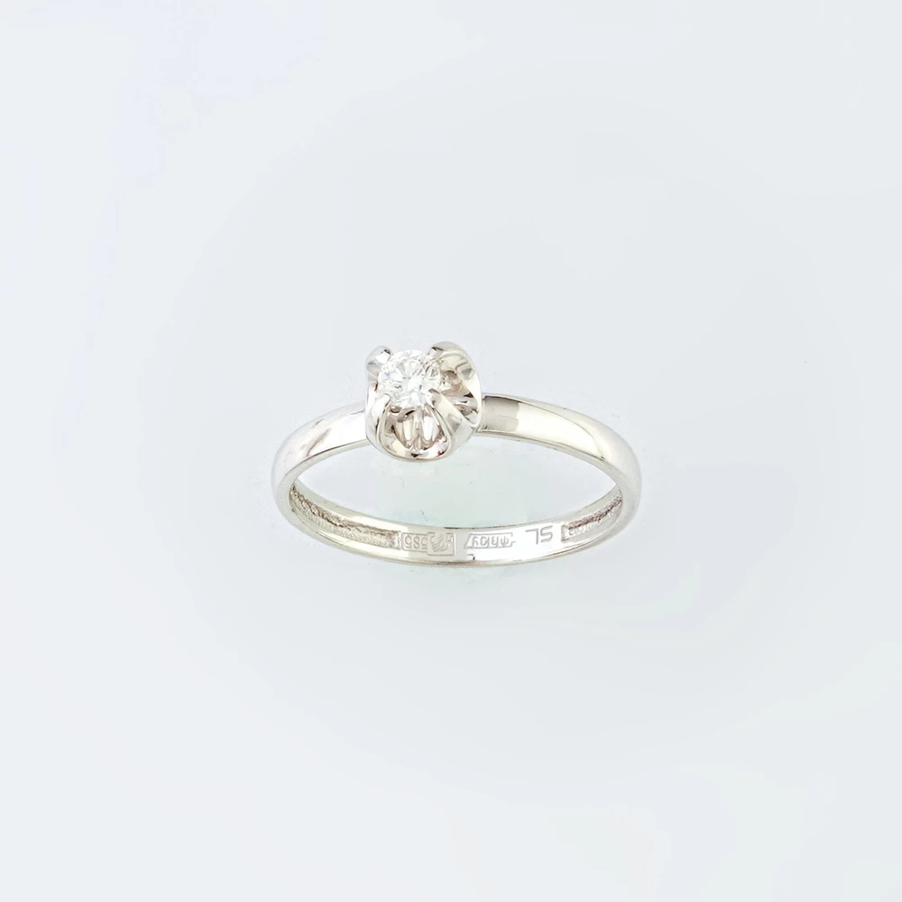 Кольцо с бриллиантом из белого золота 585 пробы 1