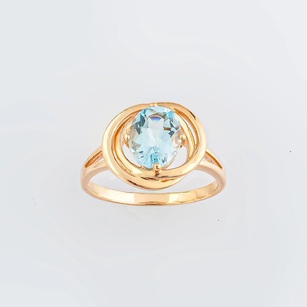 Кольцо с топазом из красного золота 585 пробы Кольцо с топазом из красного золота 585 пробы