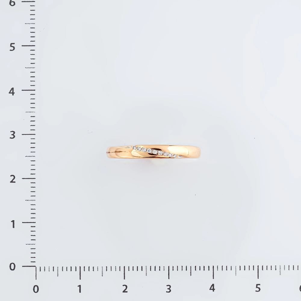 Кольцо обручальное с бриллиантом из красного золота 585 пробы