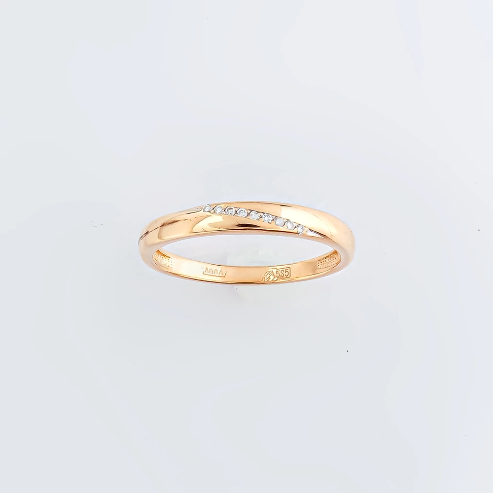 Кольцо обручальное с бриллиантом из красного золота 585 пробы