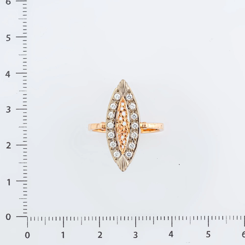 Кольцо с фианитом из красного золота 585 пробы