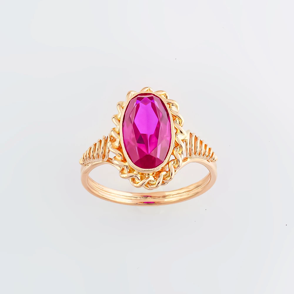 Кольцо с фианитом из красного золота 583 пробы