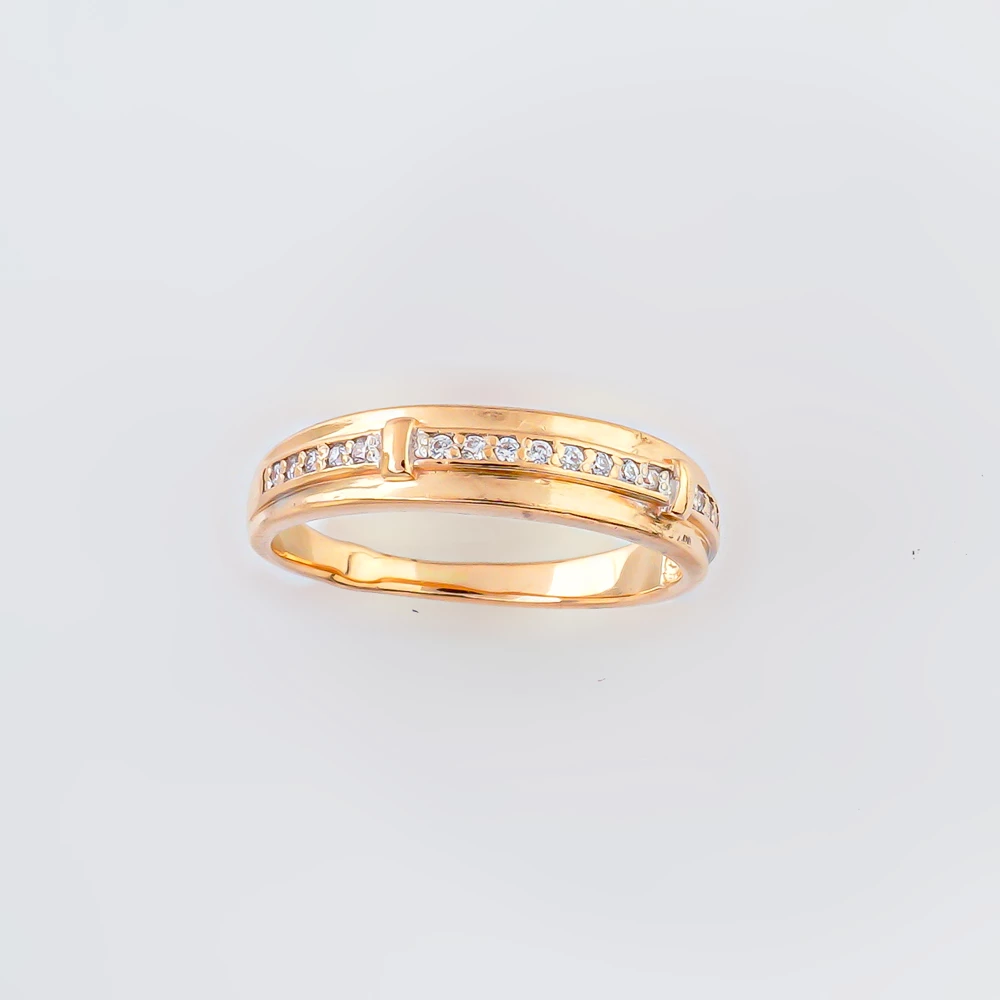 Кольцо с фианитом из красного золота 585 пробы