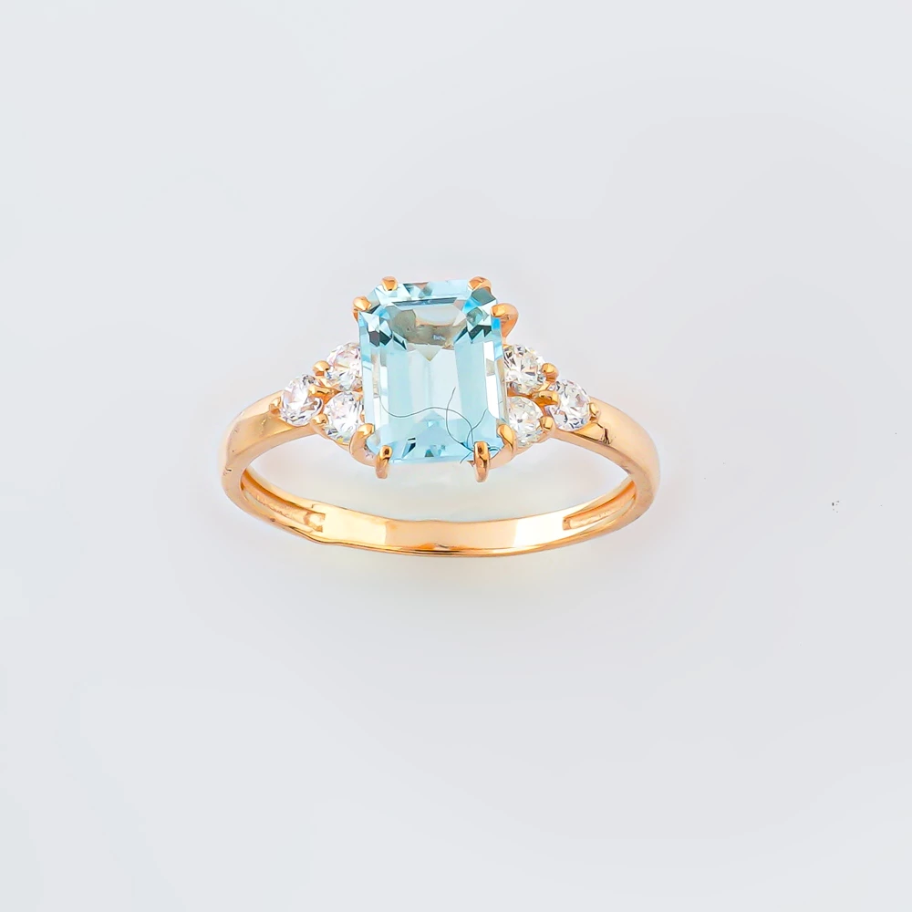 Кольцо с топазом из красного золота 585 пробы