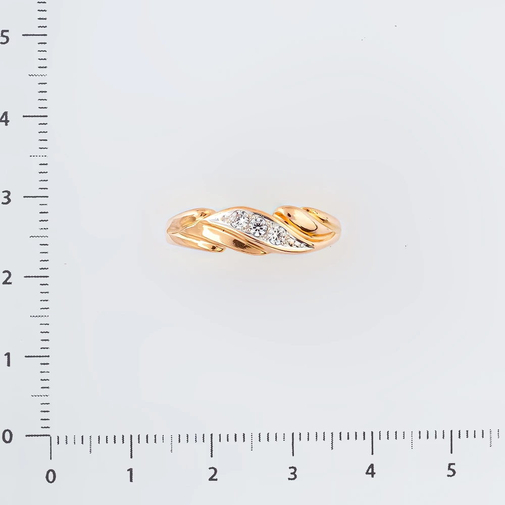 Кольцо с фианитом из красного золота 585 пробы