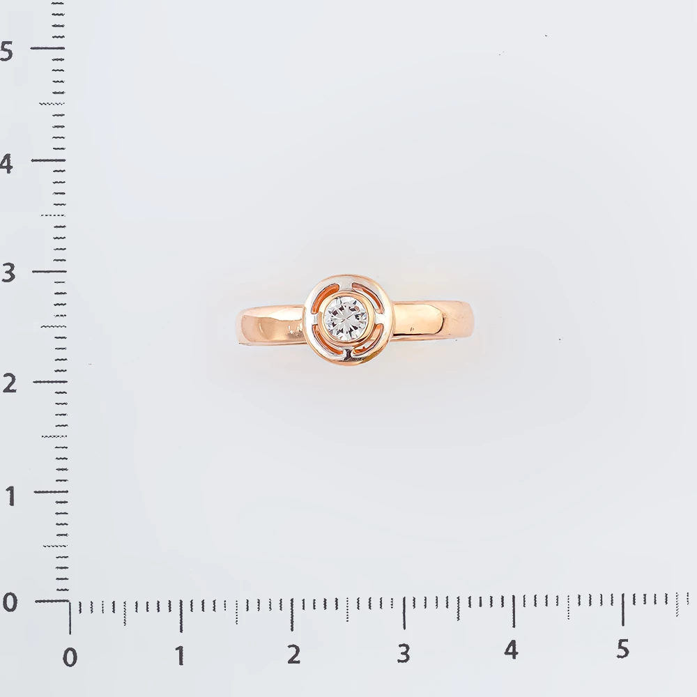 Кольцо с фианитом из красного золота 585 пробы