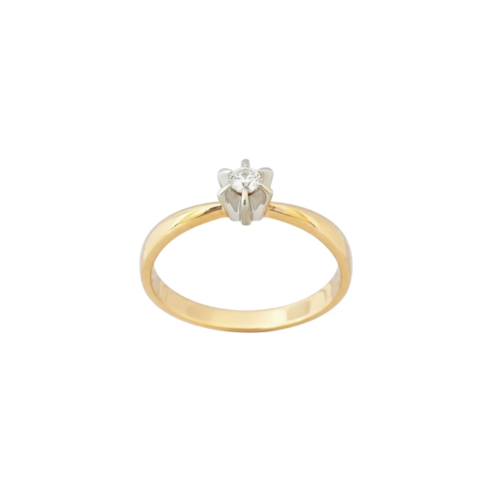 Кольцо с фианитом из красного золота 585 пробы