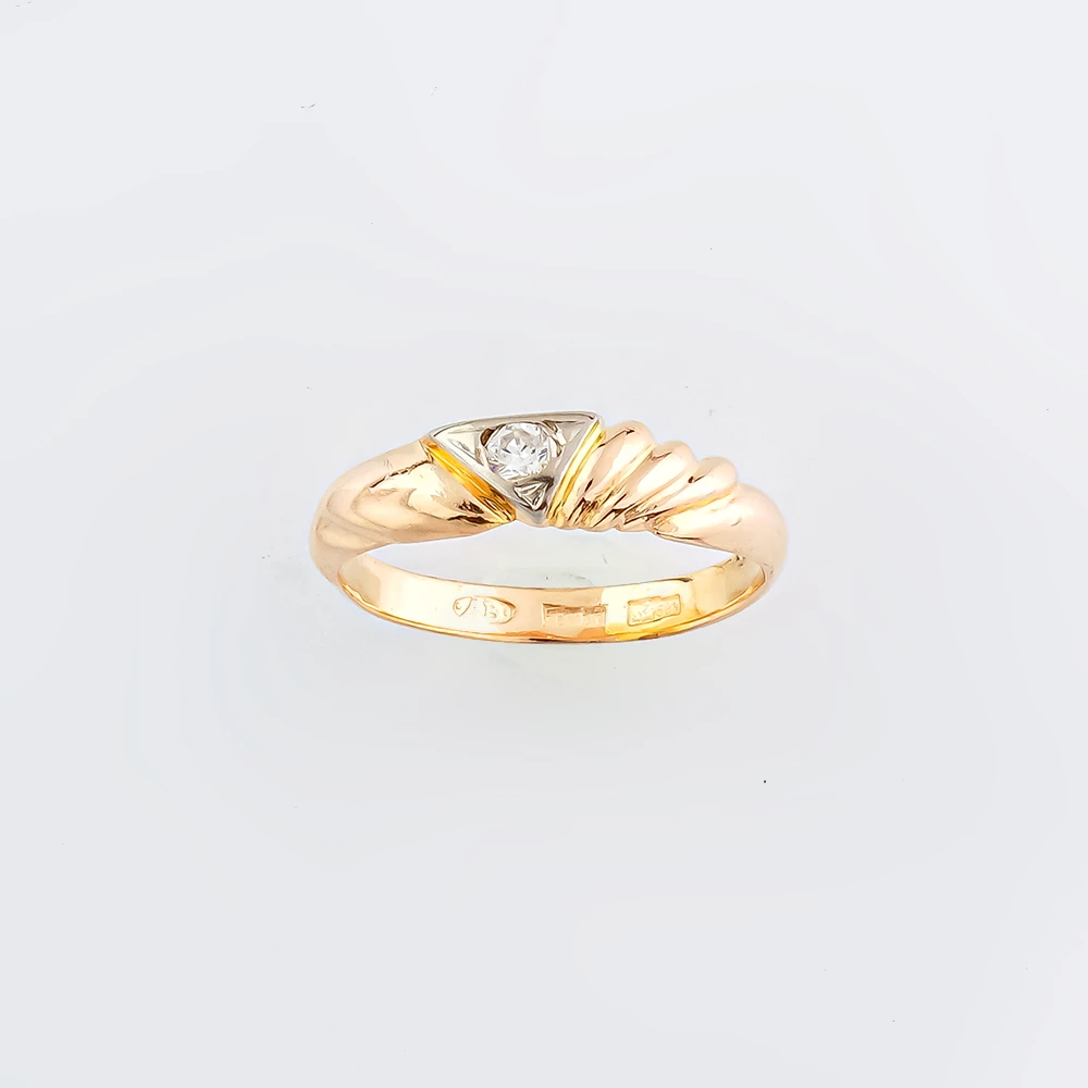 Кольцо с фианитом из красного золота 583 пробы