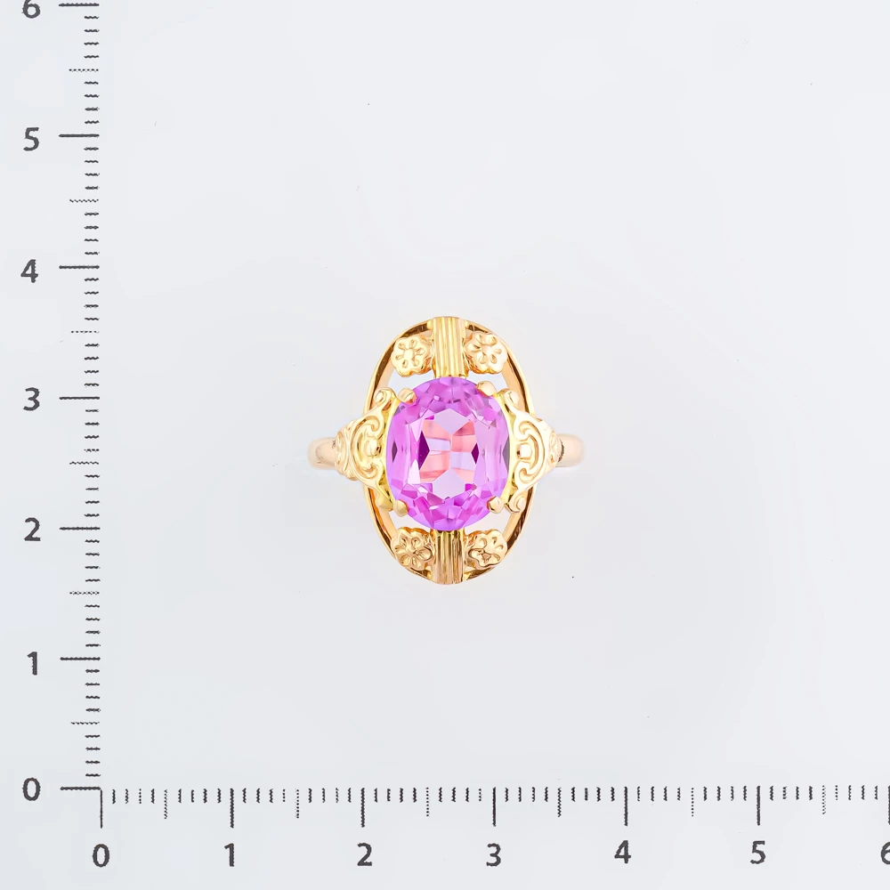 Кольцо с фианитом из красного золота 583 пробы