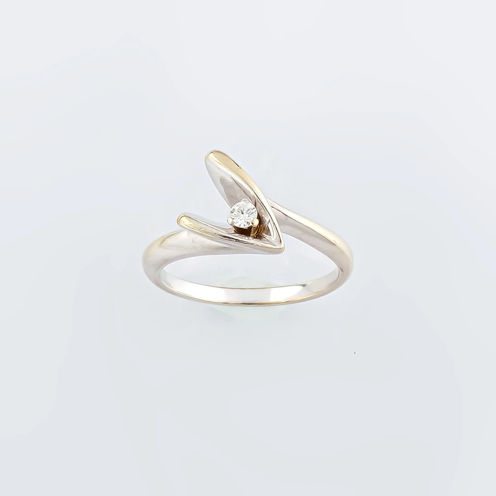 Кольцо с бриллиантом из белого золота 585 пробы