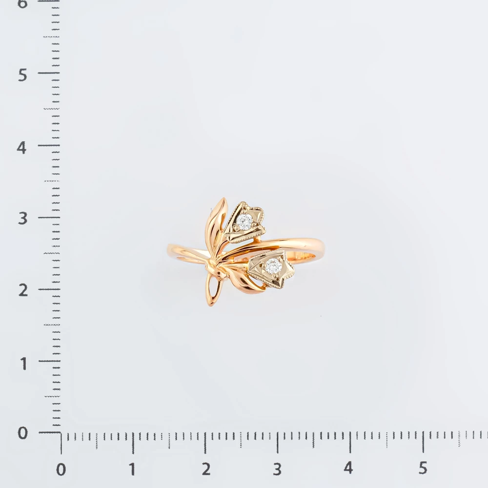 Кольцо с бриллиантом из красного золота 585 пробы