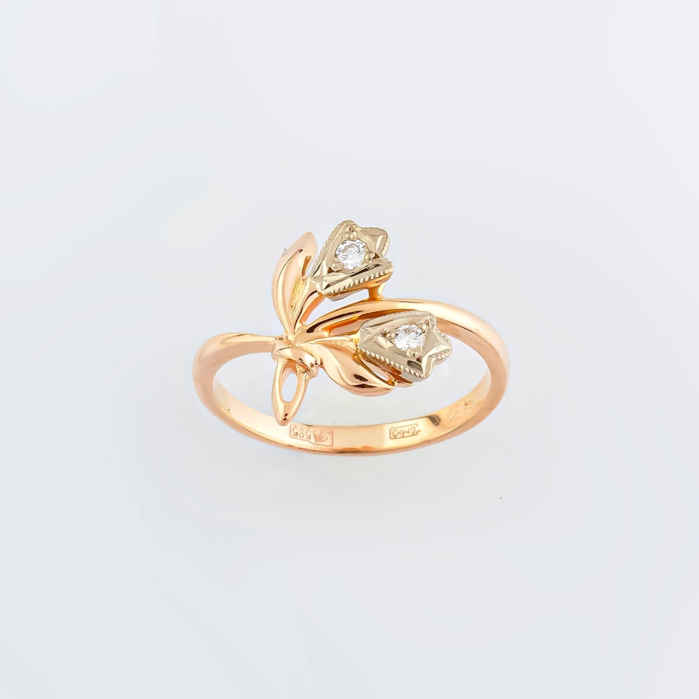 Кольцо с бриллиантом из красного золота 585 пробы