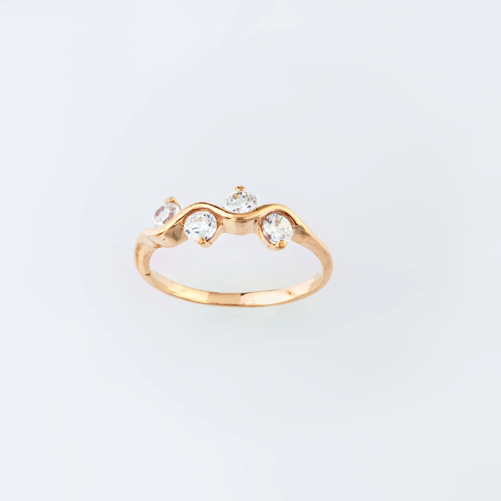 Кольцо с фианитом из красного золота 585 пробы