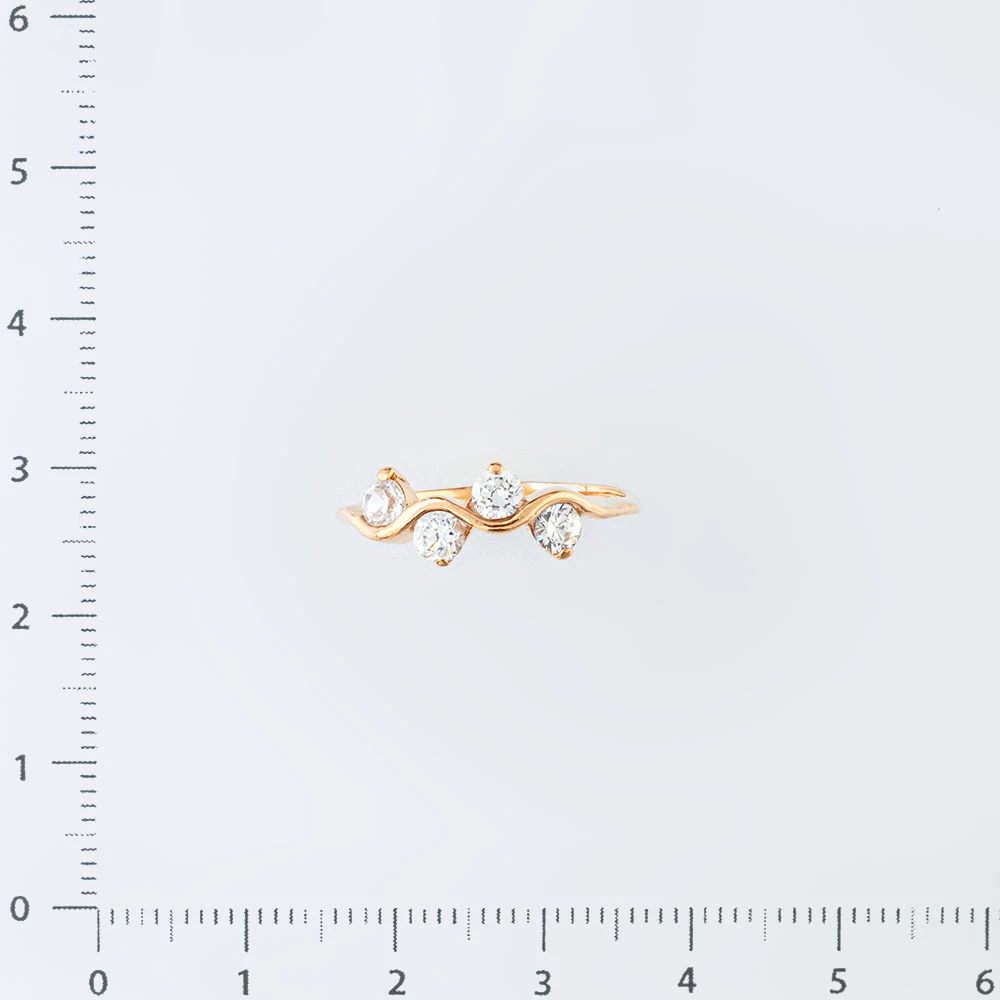 Кольцо с фианитом из красного золота 585 пробы