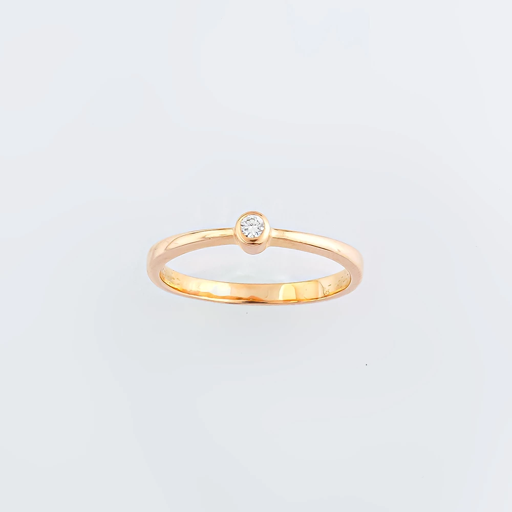 Кольцо с бриллиантом из красного золота 585 пробы