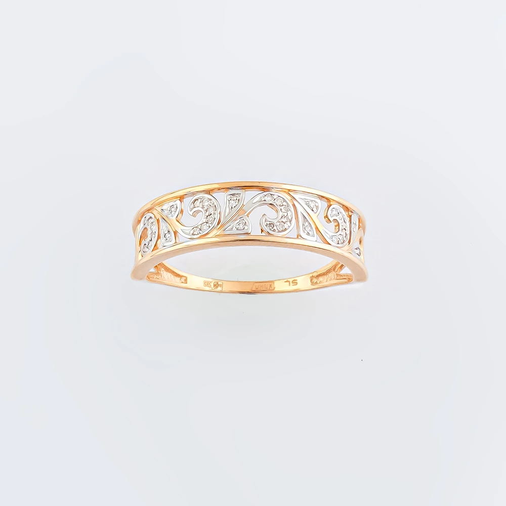 Кольцо с бриллиантом из красного золота 585 пробы