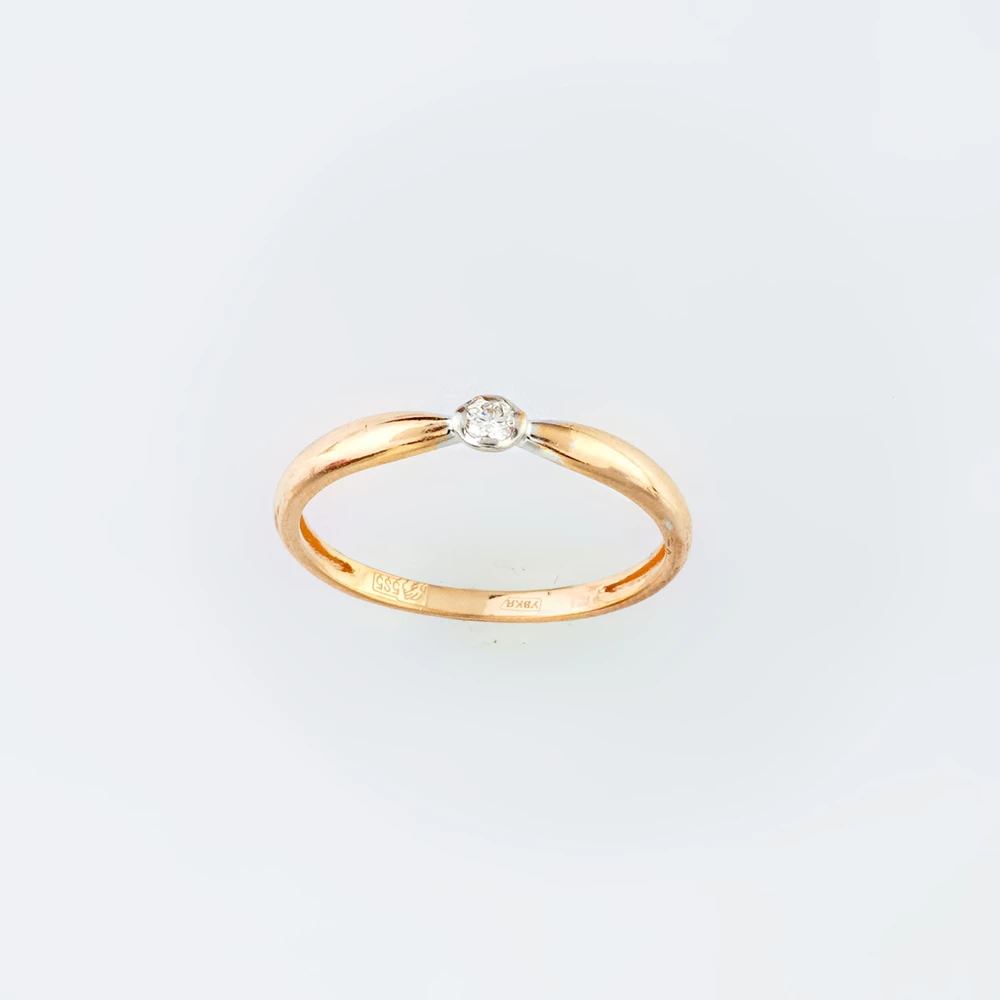 Кольцо с бриллиантом из красного золота 585 пробы