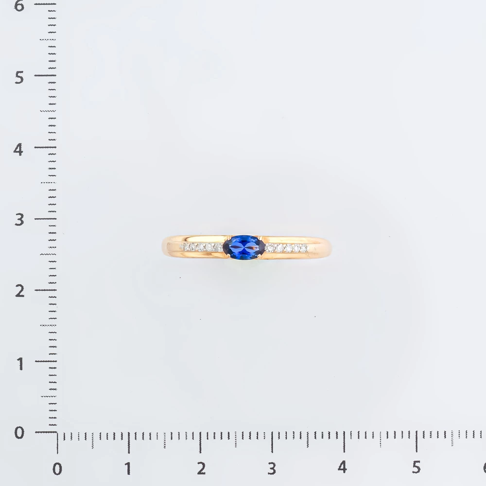 Кольцо с сапфиром синтетическим из красного золота 585 пробы