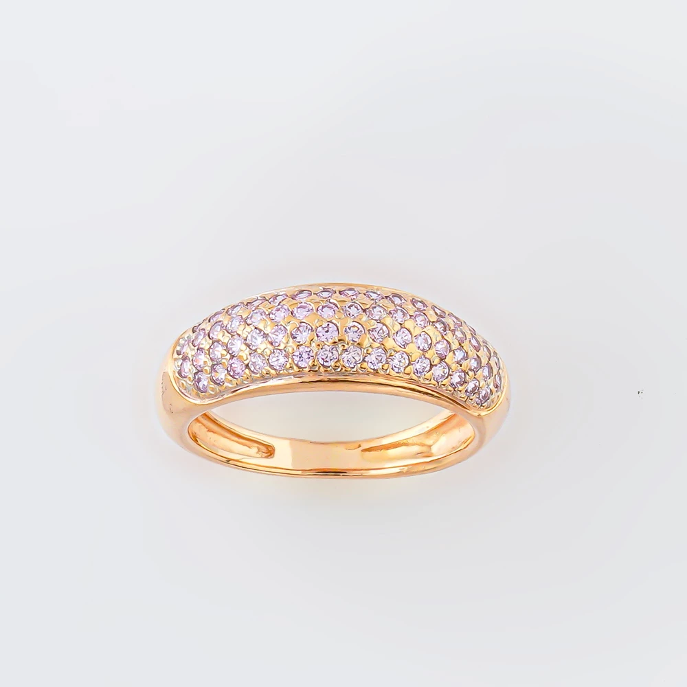 Кольцо с фианитом из красного золота 585 пробы