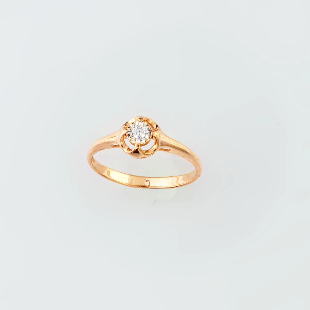 Кольцо с бриллиантом из красного золота 585 пробы