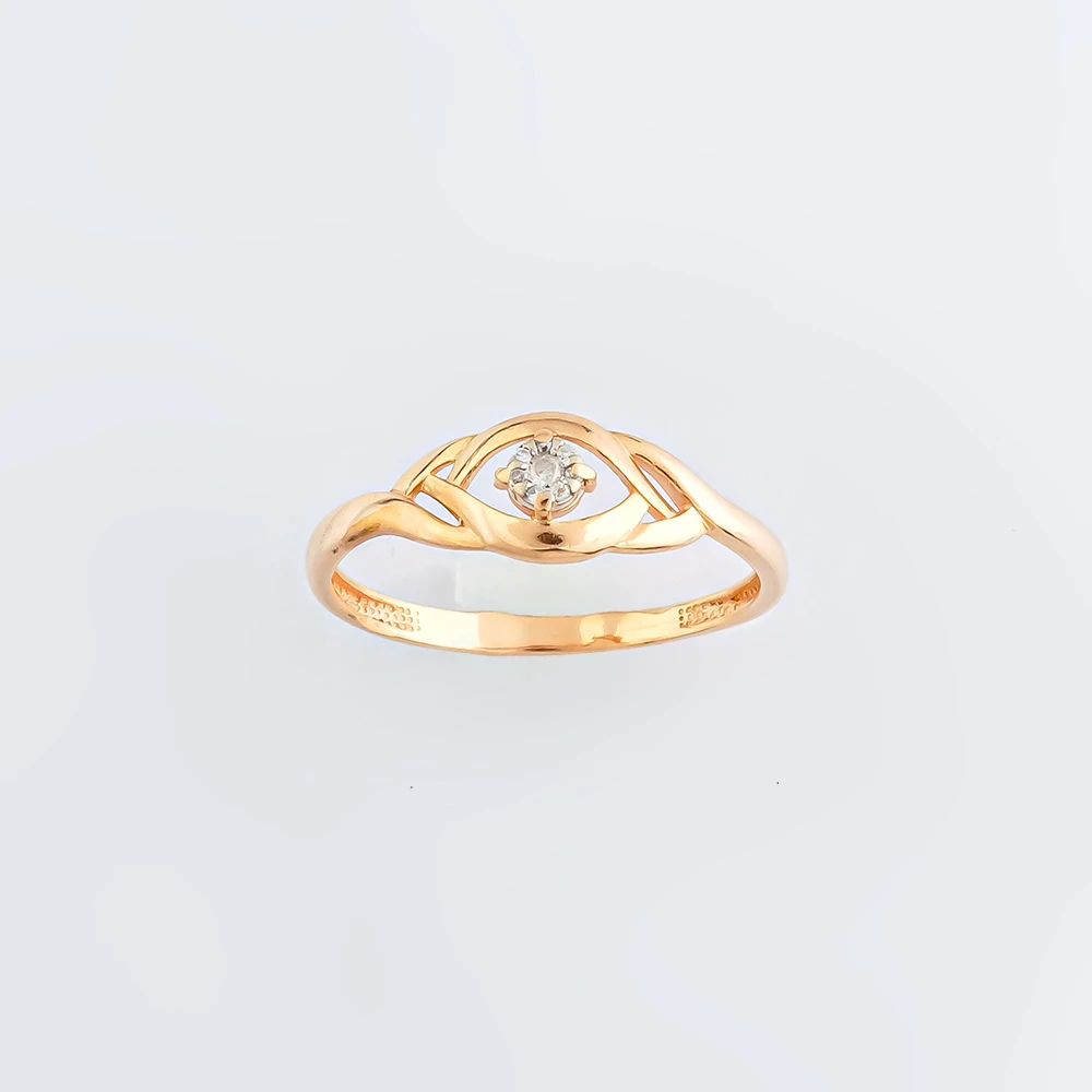 Кольцо с бриллиантом из красного золота 585 пробы