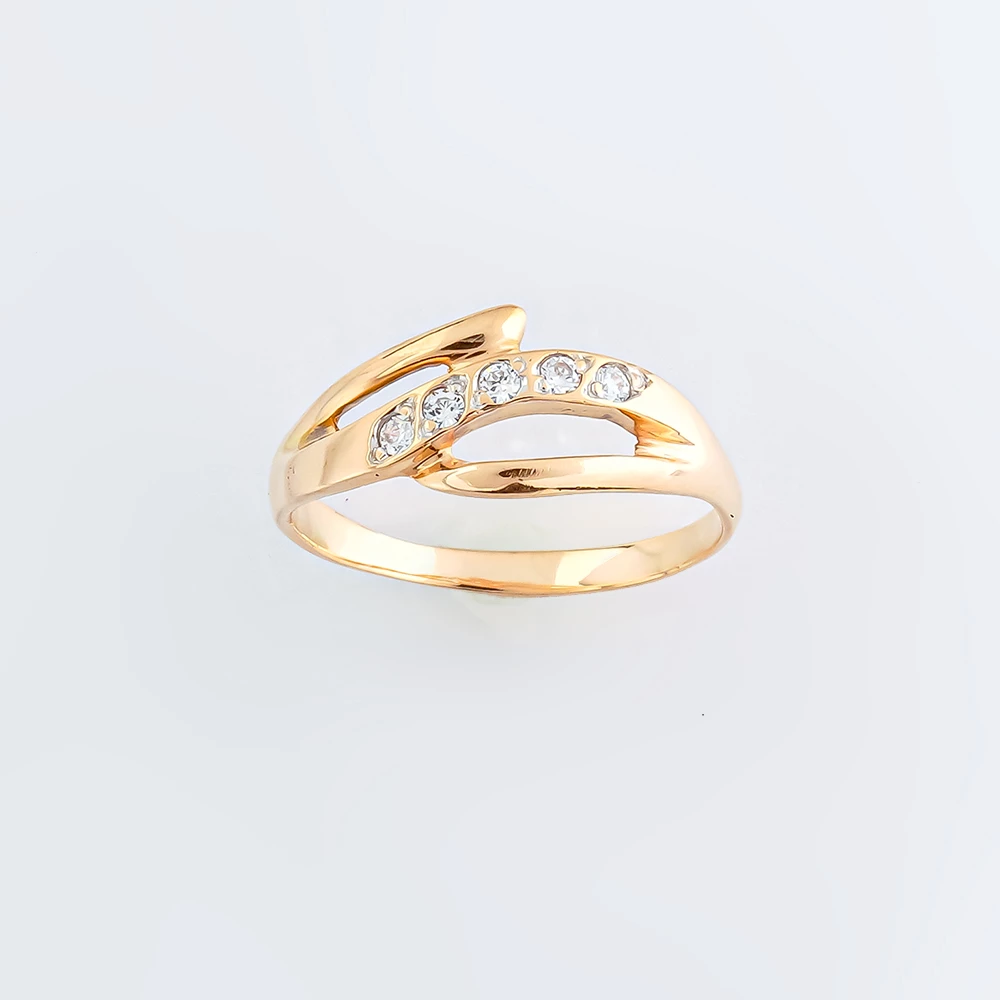 Кольцо с фианитом из красного золота 585 пробы Кольцо с фианитом из красного золота 585 пробы