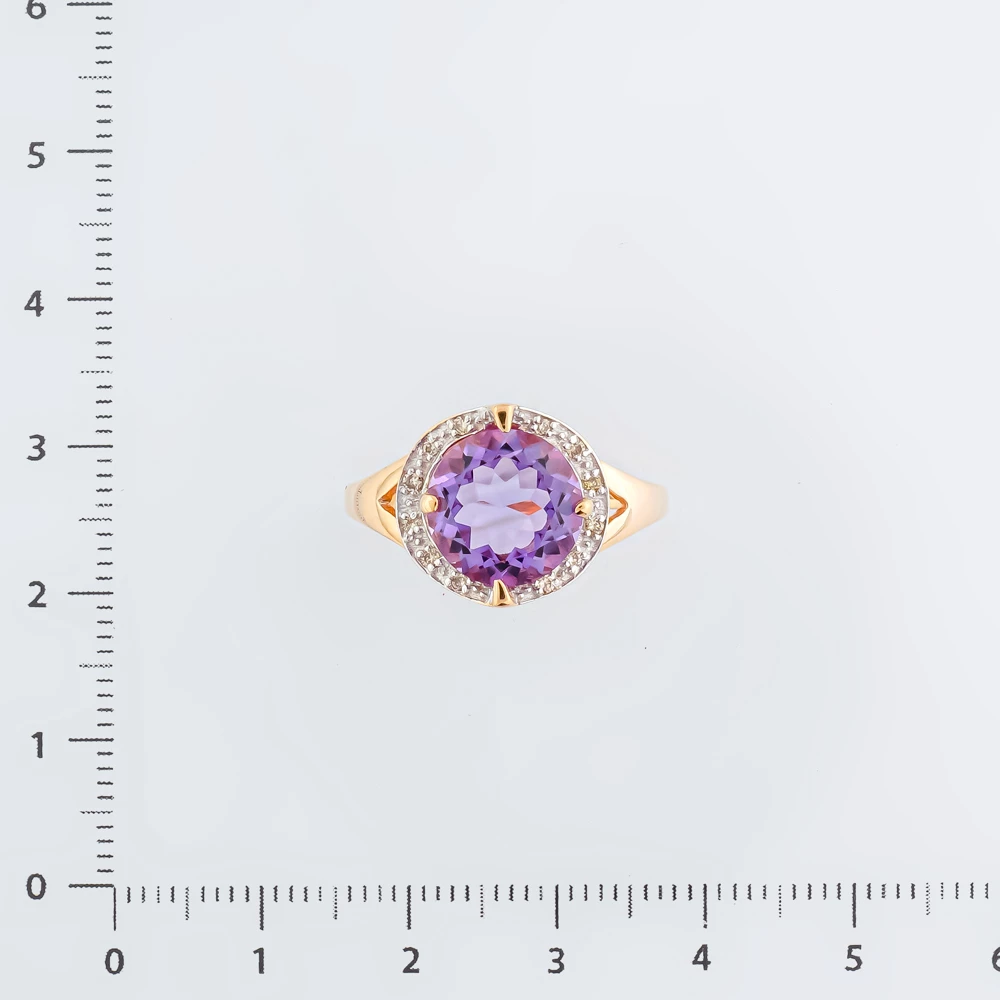 Кольцо с аметистом из красного золота 585 пробы Кольцо с аметистом из красного золота 585 пробы