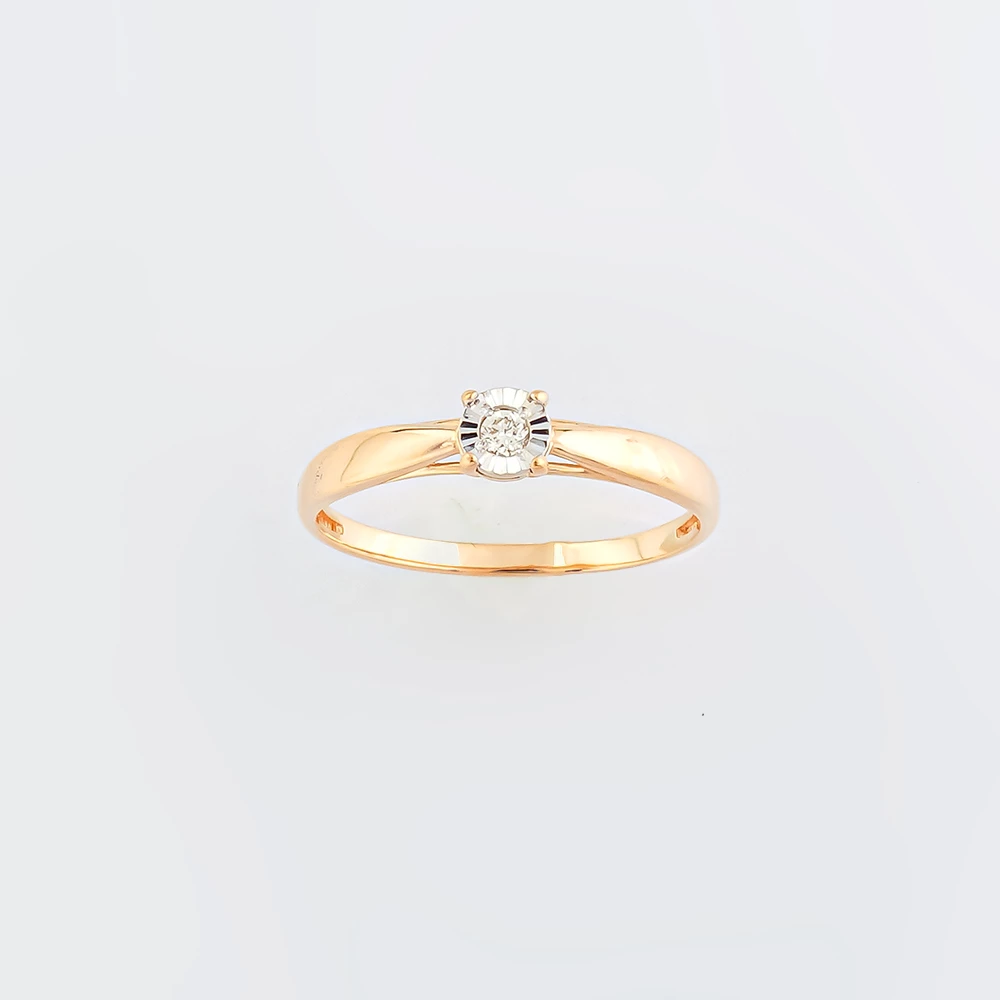 Кольцо с бриллиантом из красного золота 585 пробы