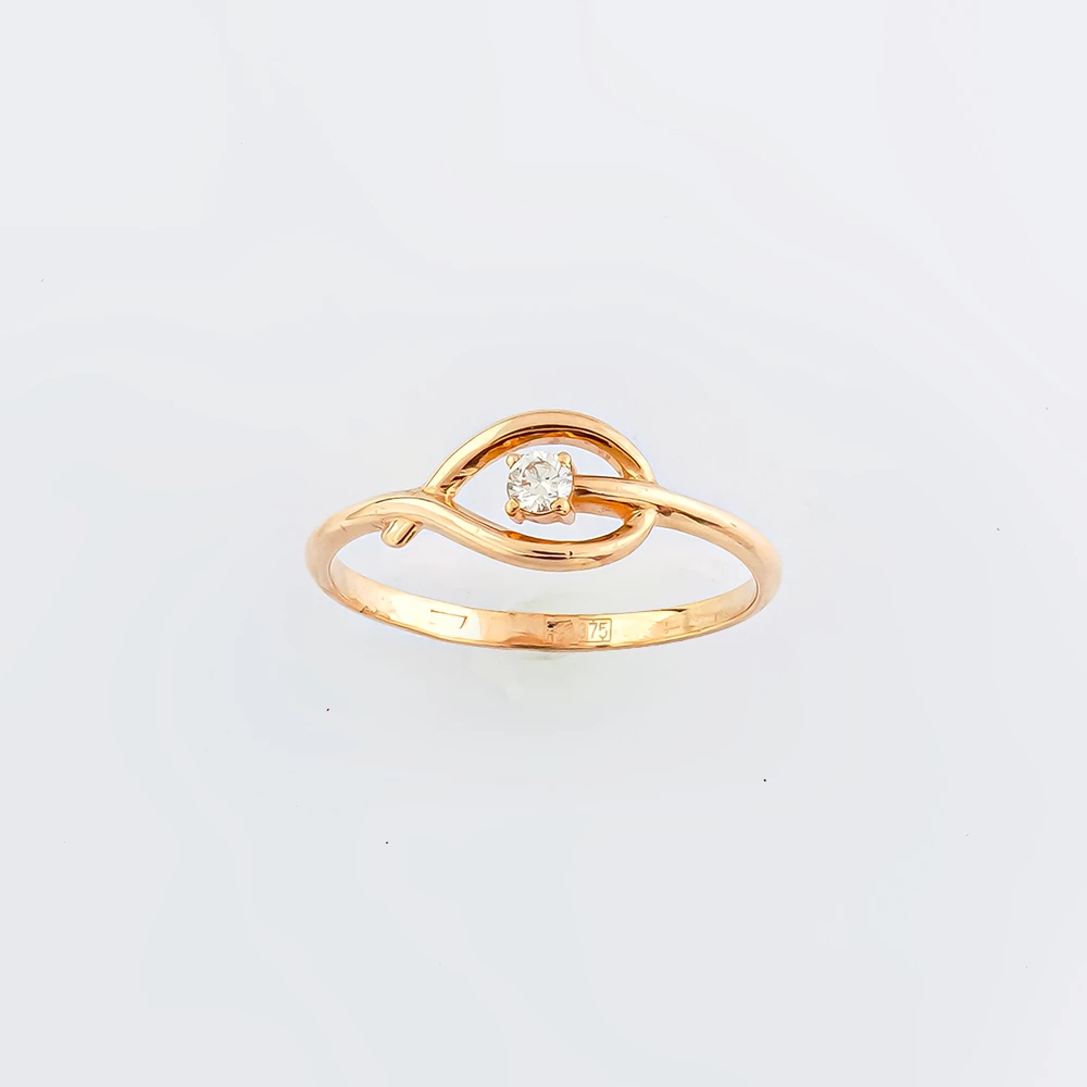 Кольцо с бриллиантом из красного золота 375 пробы